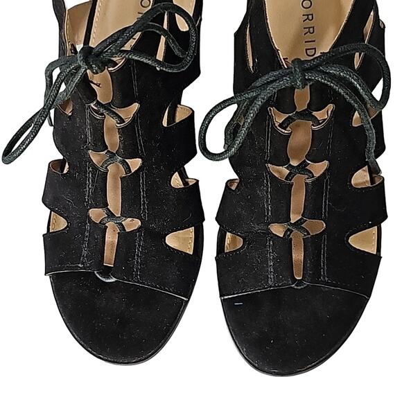 Womens Sz 7W Black Witchy Whimsigoth Goth Lace Up Block Heel - Picture 5 of 14